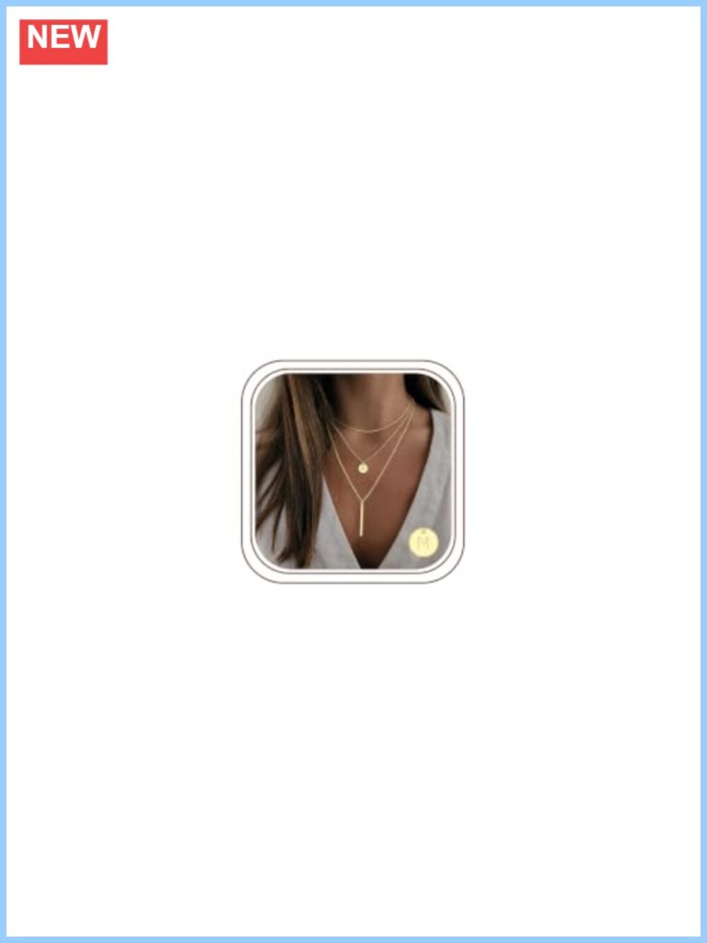 Initial Layered Necklace for Women 14K Gold Plated Stacking Coin Letter Y